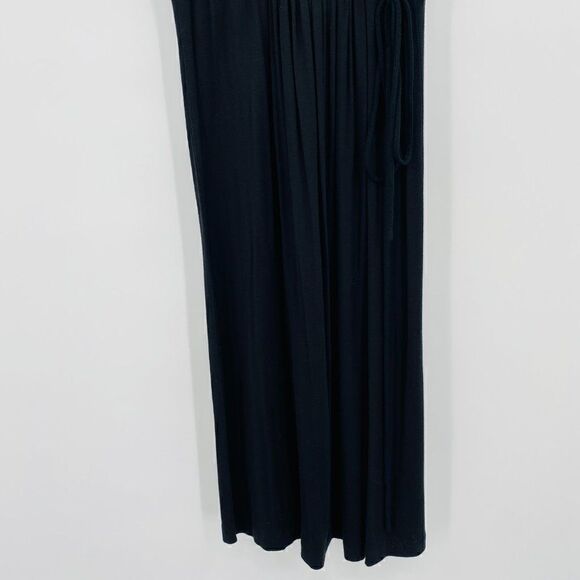 J. Crew Size Small Black Short Sleeve Belted Jersey Knit Casual Midi Dress - Picture 3 of 9